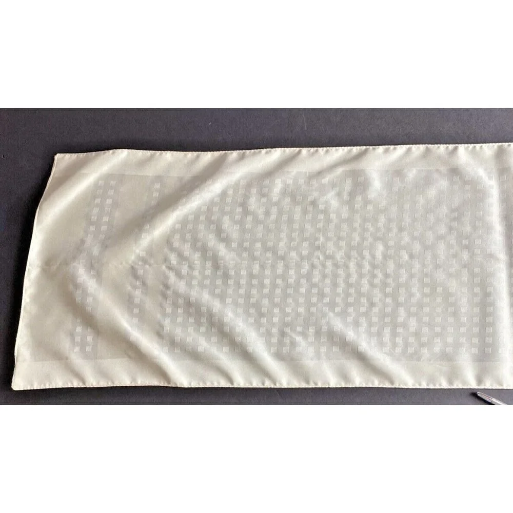 Women’s Scarf Cream Geometric Border Long Rectangle Lightweight Casual Vintage - Picture 14 of 16